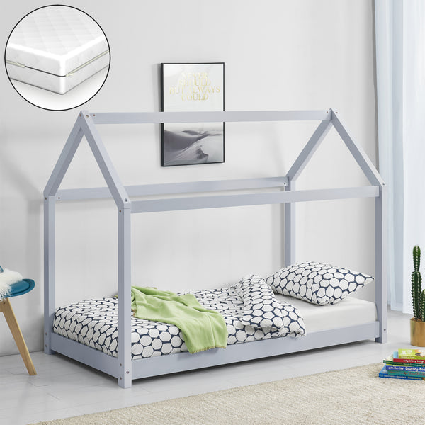 Gyermekágy házikó formájú gyerekágy matraccal 140x70/80x160 cm többszínű [en.casa]® 