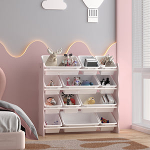 Gyerekréga Vestnes 12 tárolódobozzal 78x86x27 cm Cotton Candy/Fehér [en.casa] - premiumXL