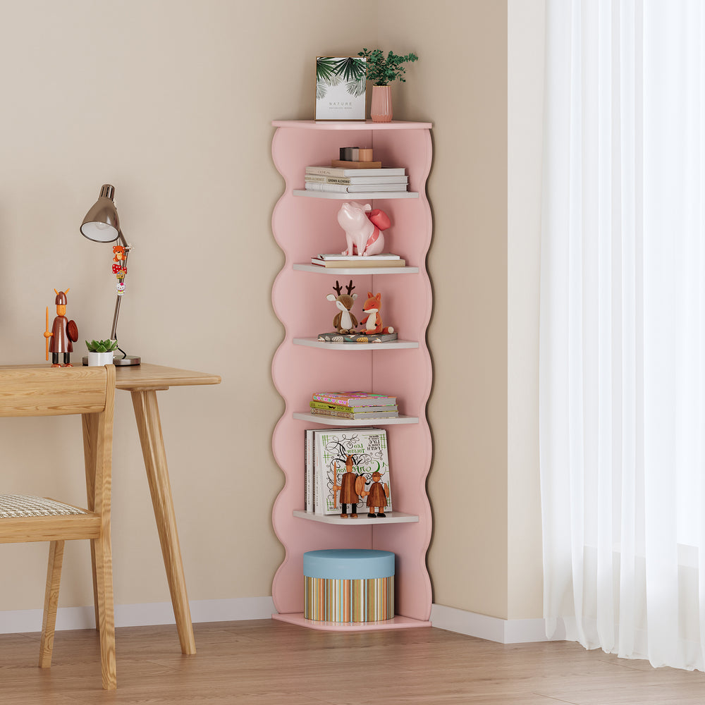 Gyerekek - Sarokpolc Vestnes 108x27x27 cm Cotton Candy/Fehér [en.casa] - premiumXL