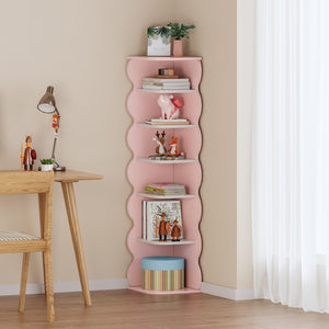Gyerekek - Sarokpolc Vestnes 108x27x27 cm Cotton Candy/Fehér [en.casa] - premiumXL
