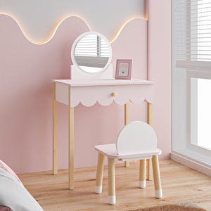 Gyerek sminkasztal székkel Vestnes Cotton Candy/Fehér [en.casa] - premiumXL