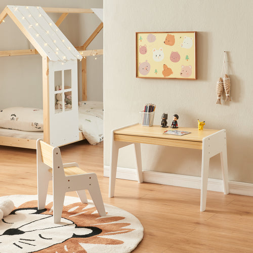 Gyerekszámítógépasztal székkel Skinnskatteberg fa/fehér [en.casa] - premiumXL