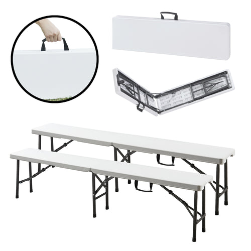 Összecsukható kemping pad 2 darabos szett Ljusnarsberg fehér [en.casa]