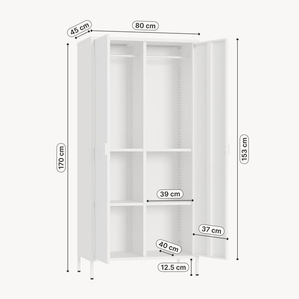 Ruhásszekrény Esteli 170x80x45 cm acél [en.casa]