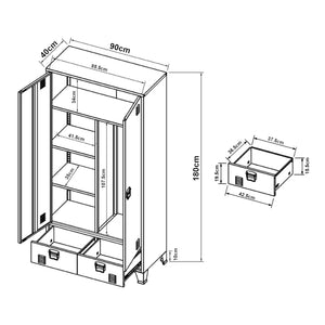 Ruhásszekrény Hankasalmi 180x90x40 cm több színben [en.casa]