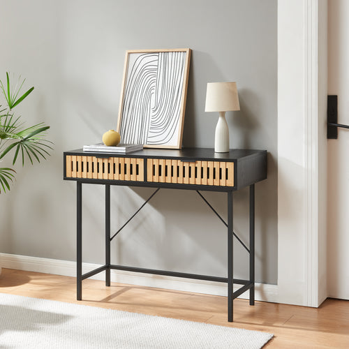 Luniehti konzolasztal 100x40x75 cm Fekete/Natúr [en.casa] - premiumXL
