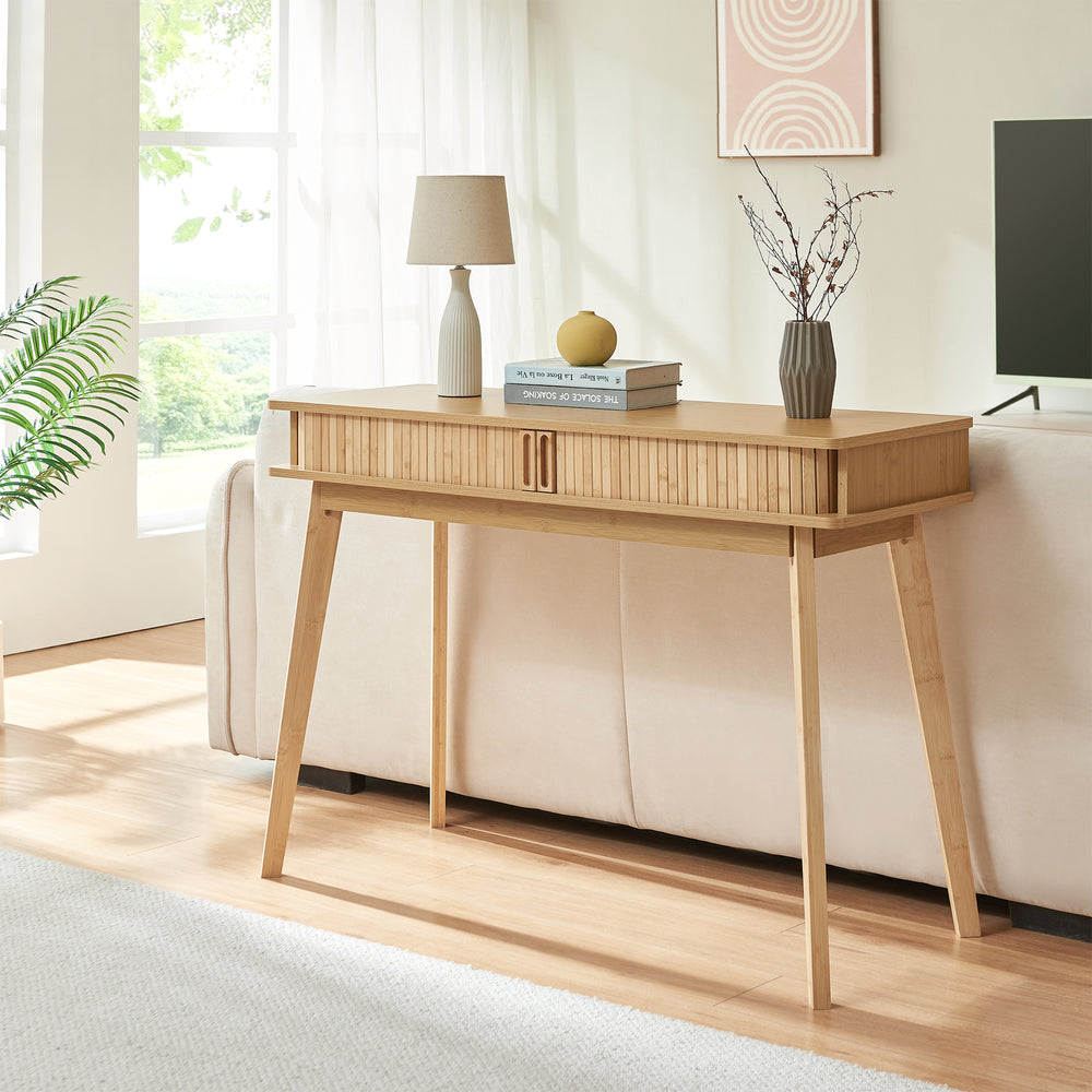 Konzolasztal Tysvær 110x40x78 cm bambusz [en.casa]
