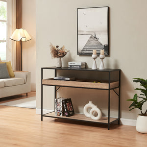 Belana konzolasztal 110x40x80 cm fekete/tölgyhatás [en.casa] - premiumXL
