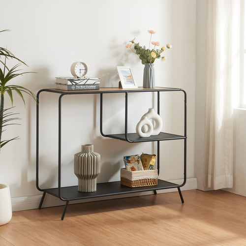Konzolasztal Krødsherad 83x102x36cm Fekete/Tölgy [en.casa] - premiumXL