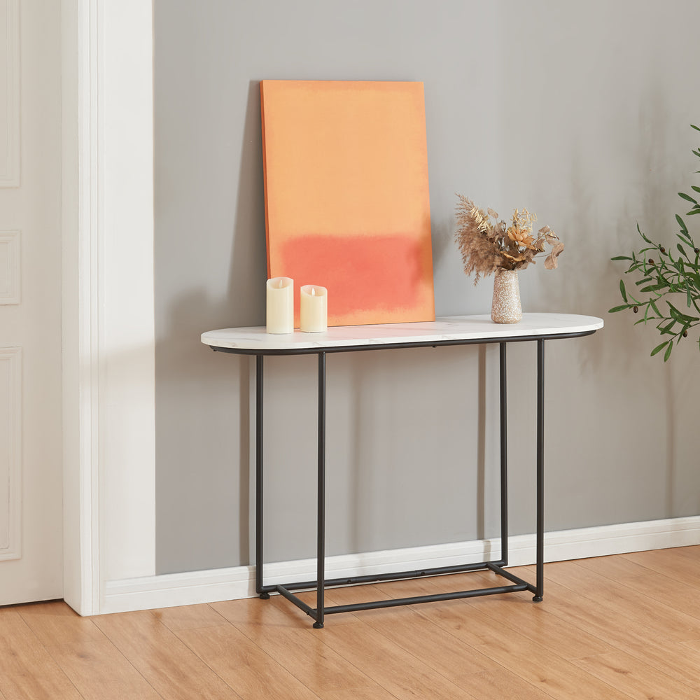 Konzolasztal Nordfron 120x40x75 cm márvány, fehér [en.casa] - premiumXL