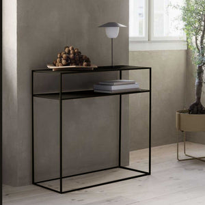 Konzolasztal egy polccal Kuhmo 85x80x30 cm fém fekete [en.casa] 