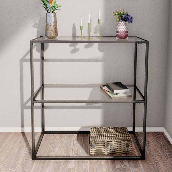 Konzolasztal alsó polccal Konnevesi 85x80x30 cm különböző anyagok és színek [en.casa] 