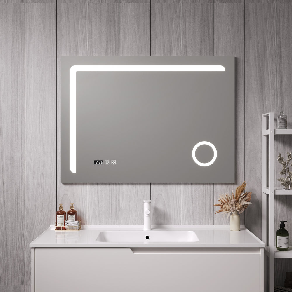 LED - fürdőszobai tükör Chambave ezüstszínű, különböző méretekben [pro.tec] - premiumXL