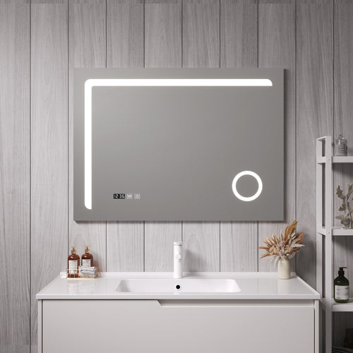 LED - fürdőszobai tükör Chambave ezüstszínű, különböző méretekben [pro.tec] - premiumXL