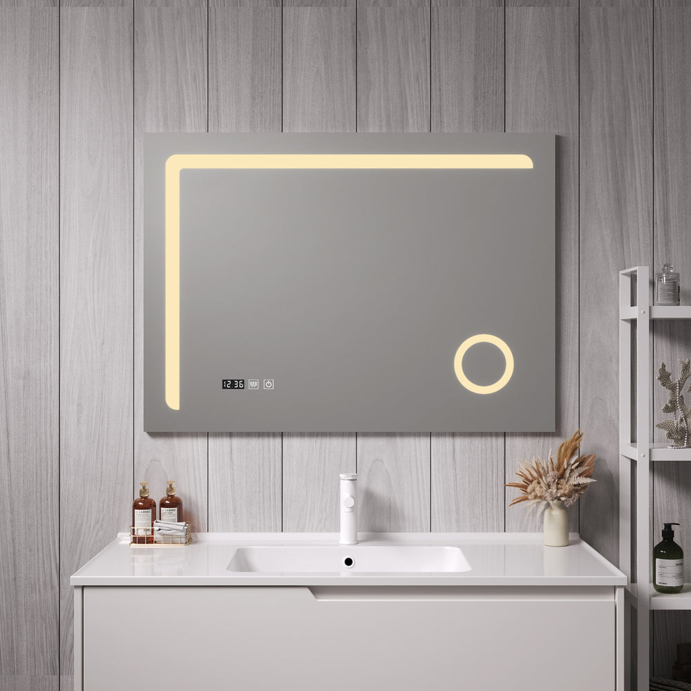 LED - fürdőszobai tükör Chambave ezüstszínű, különböző méretekben [pro.tec] - premiumXL