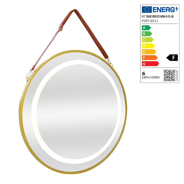 LED-es fürdőszobai tükör akasztóval Picerno arany kerettel több méretben [pro.tec]