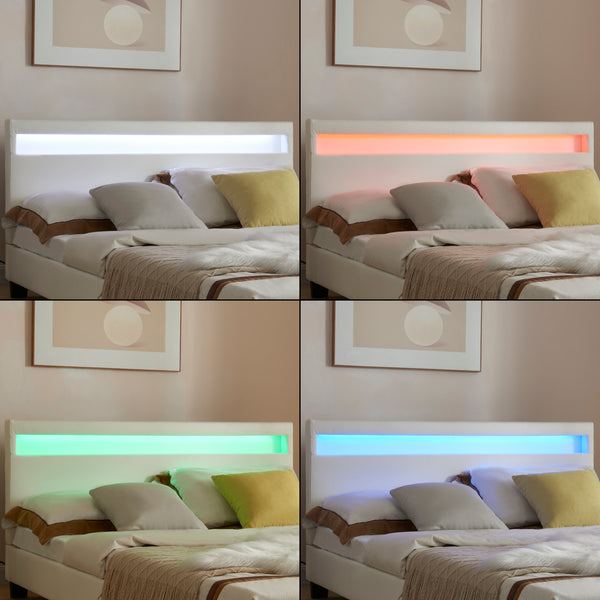 Kárpitozott műbőr franciágy Paris hideghab matraccal és LED világítással Corium