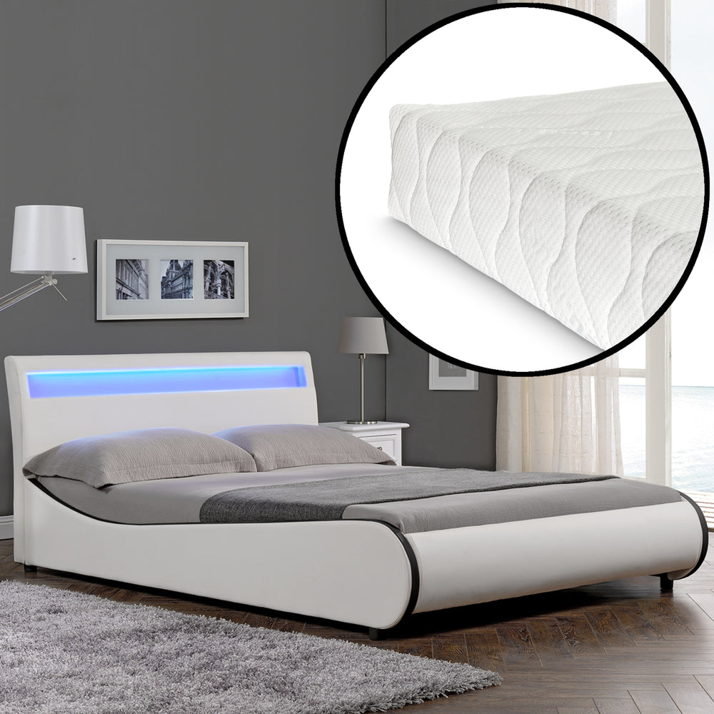 CORIUM LED műbőr ágy Valencia matraccal (140/180x200) 7 színben - premiumXL
