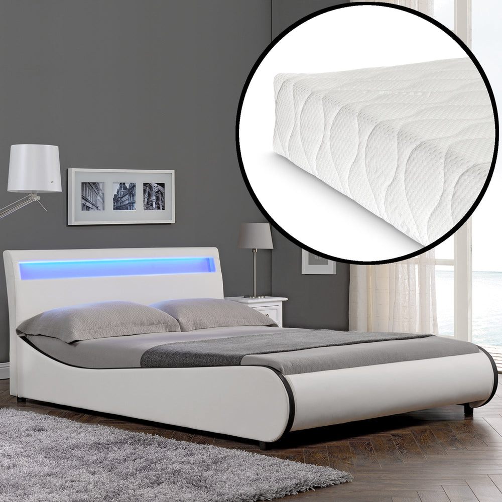 CORIUM LED műbőr ágy Valencia matraccal (140/180x200) 7 színben - premiumXL