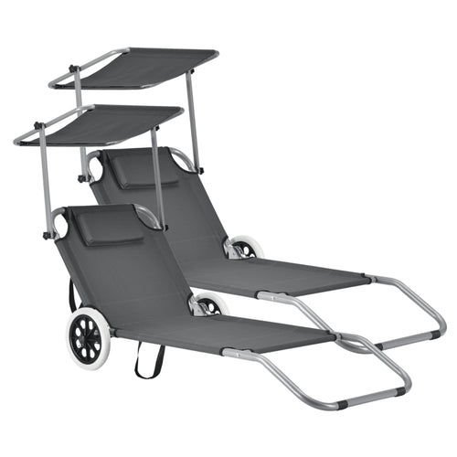 2 db-os Falun napozóágy szett tetővel és kerekekkel antracitszürke casa.pro - premiumXL