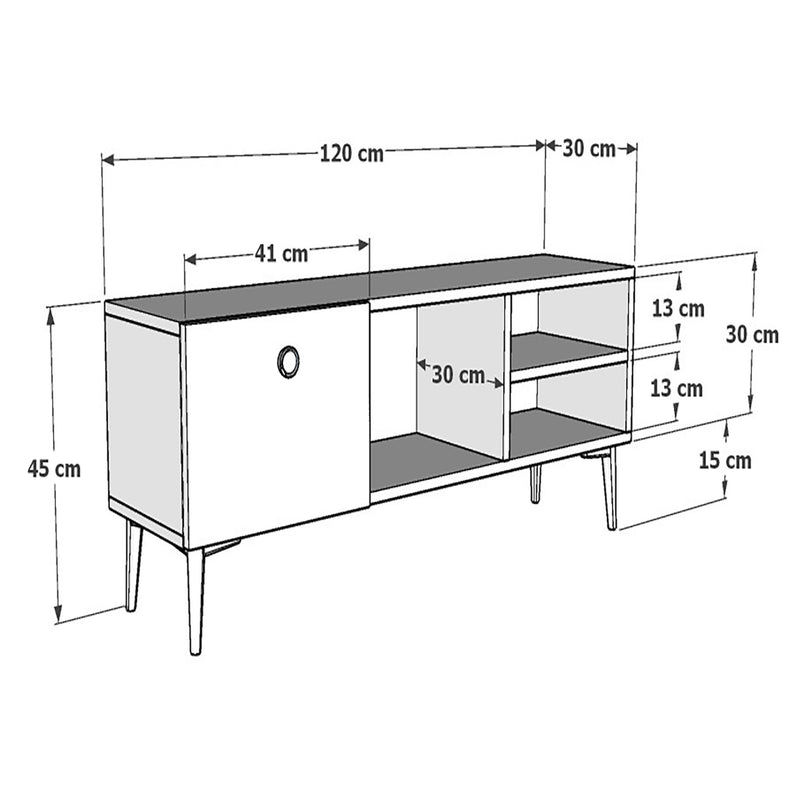 Méretrajz TV-asztal Nannestad 45x120x30 cm különböző színekben [en.casa]