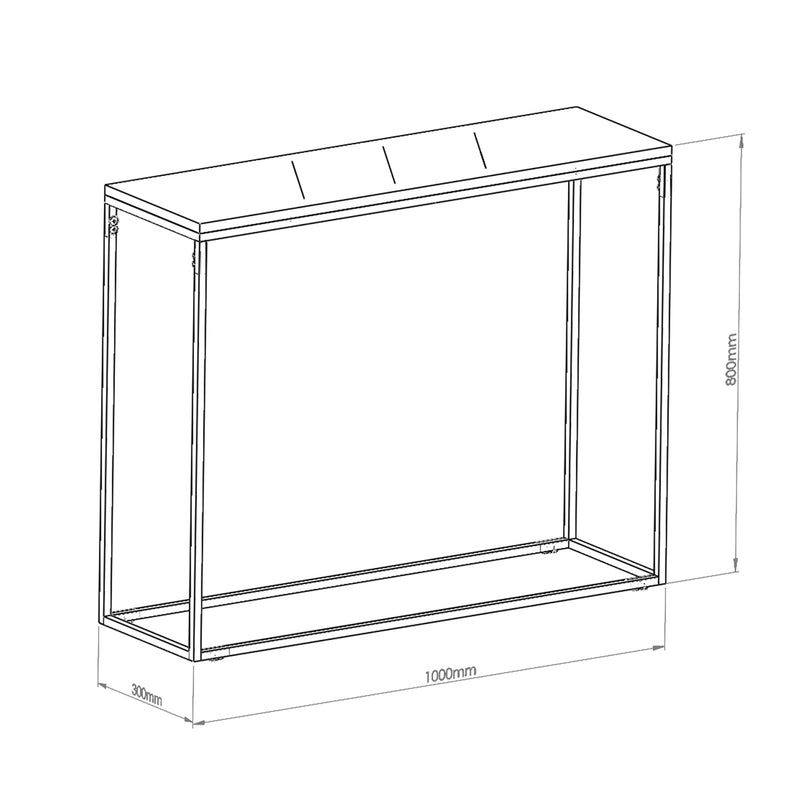 Méretrajz Konzolasztal Kittilä 80 x 100 x 30 cm fém forgácslap különböző színekben [en.casa] 