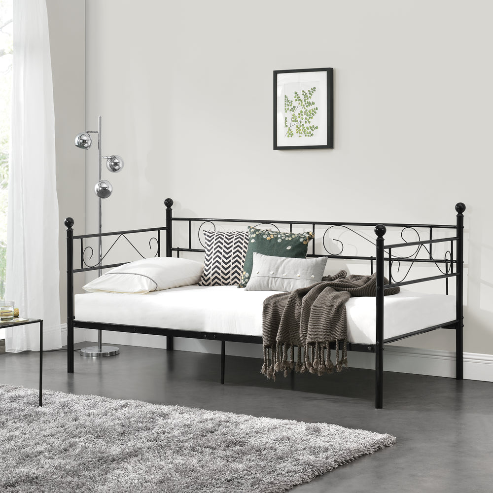 Fémkeretes heverő Granada 90x200 cm acél [en.casa]