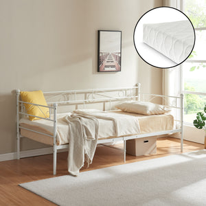 Fémkeretes heverő matraccal Granada 90x200 cm acél [en.casa]