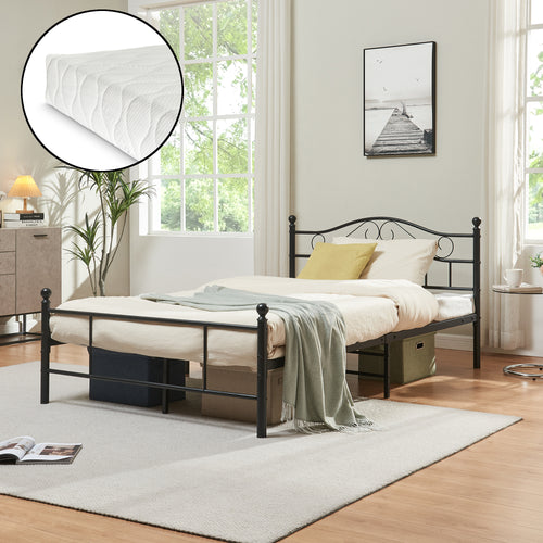 Firenze fém ágy 120x200 cm hideghab matraccal vagy anélkül, különböző színekben [en.casa] - premiumXL