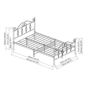 Fém ágykeret és ágyrács Apolda fehér [en.casa]
