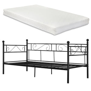 Fémkeretes heverő matraccal Granada 90x200 cm acél [en.casa]