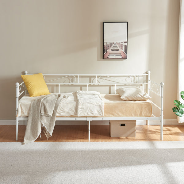 Fémkeretes heverő matraccal Granada 90x200 cm acél [en.casa]
