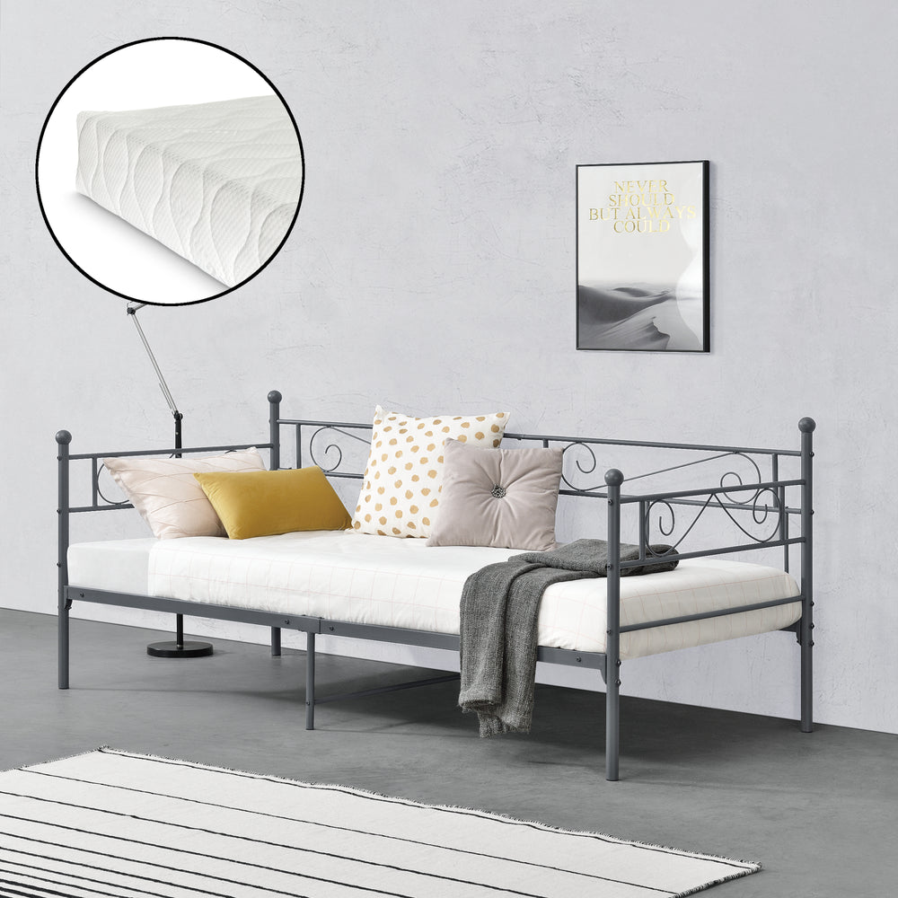 Fém ágy Kerava 90x200 cm hideghab matraccal, különböző színekben en.casa - premiumXL