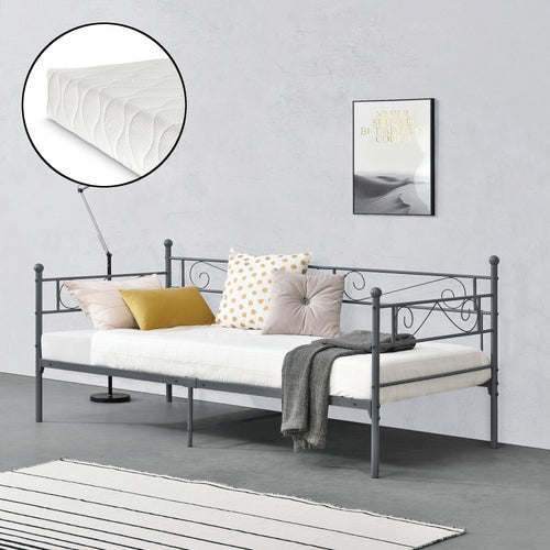 Fém ágykeret Kerava 90x200 cm matraccal [en.casa]