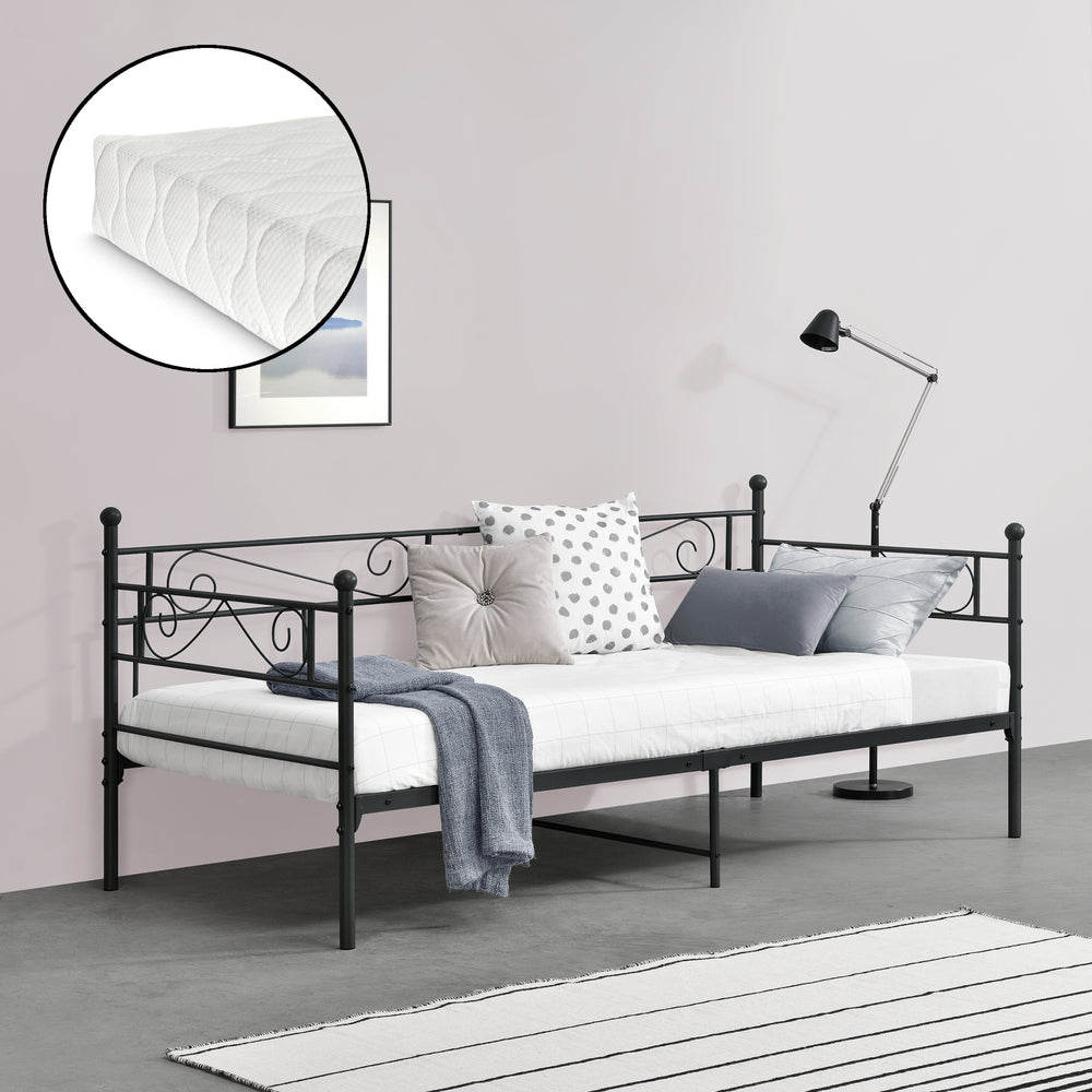 Fém ágy Kerava 90x200 cm hideghab matraccal, különböző színekben en.casa - premiumXL