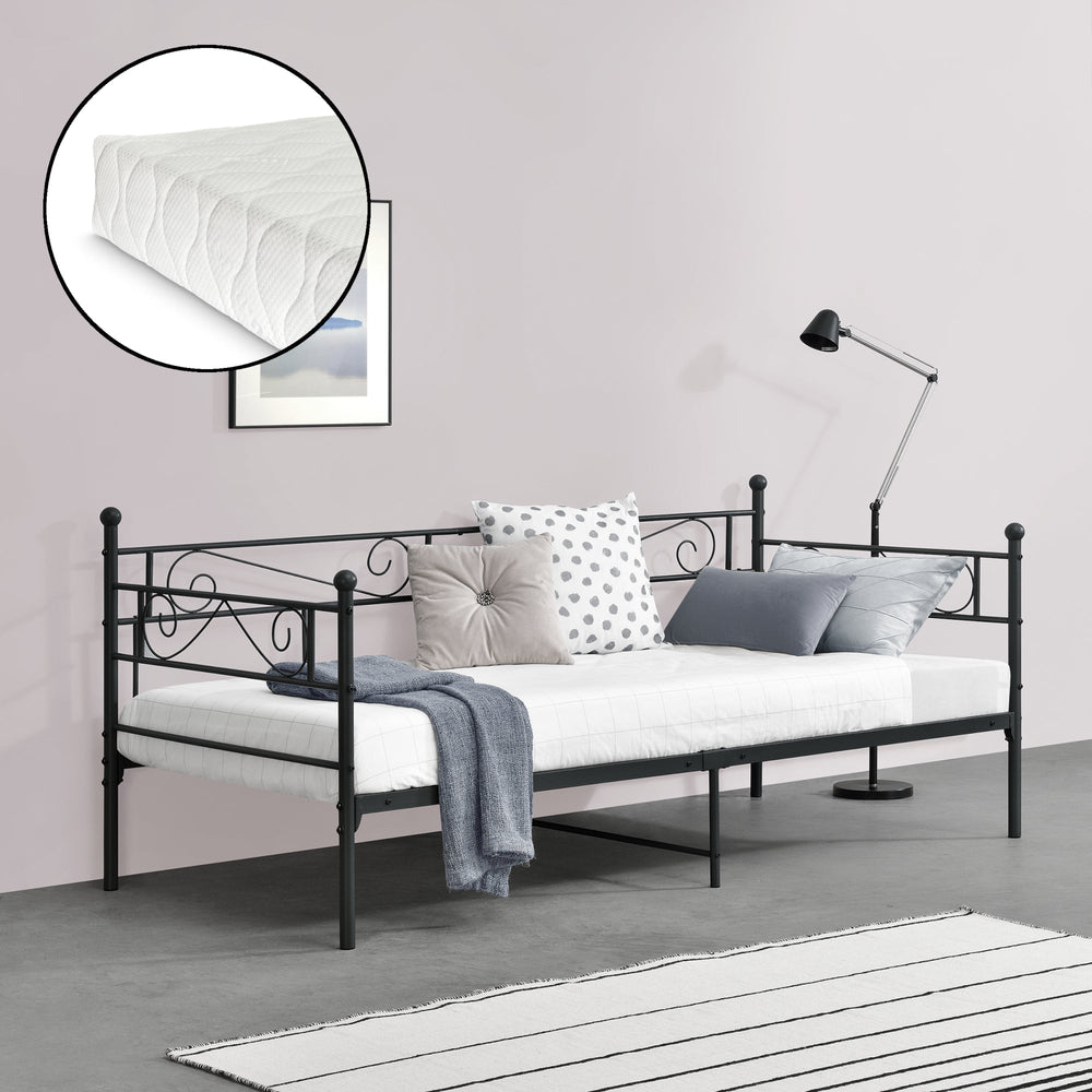 Fém ágy Kerava 90x200 cm hideghab matraccal, különböző színekben en.casa - premiumXL