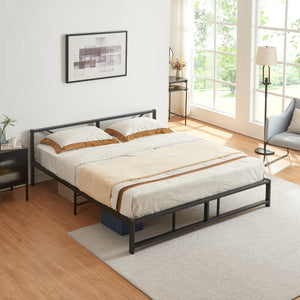 Fémágy matraccal Meran acél fekete [en.casa]