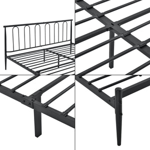  Fémkeretes ágy Tampere ágyráccsal ágykeret fém fekete több méretben [en.casa]®