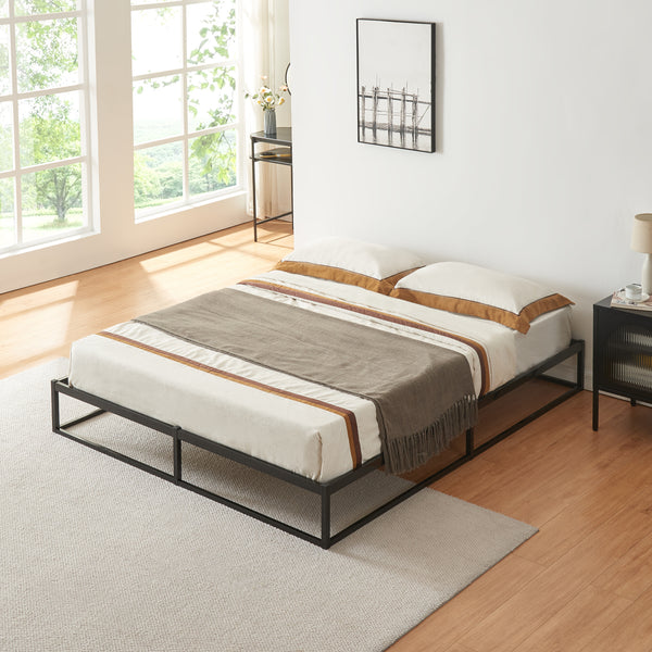 Fém ágykeret Trerunta acél fekete [en.casa]