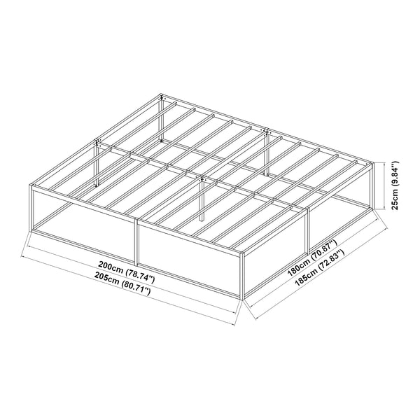 Fém ágykeret matraccal Trerunta acél fekete [en.casa]
