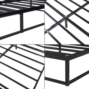 Fém ágykeret matraccal Trerunta acél fekete [en.casa]