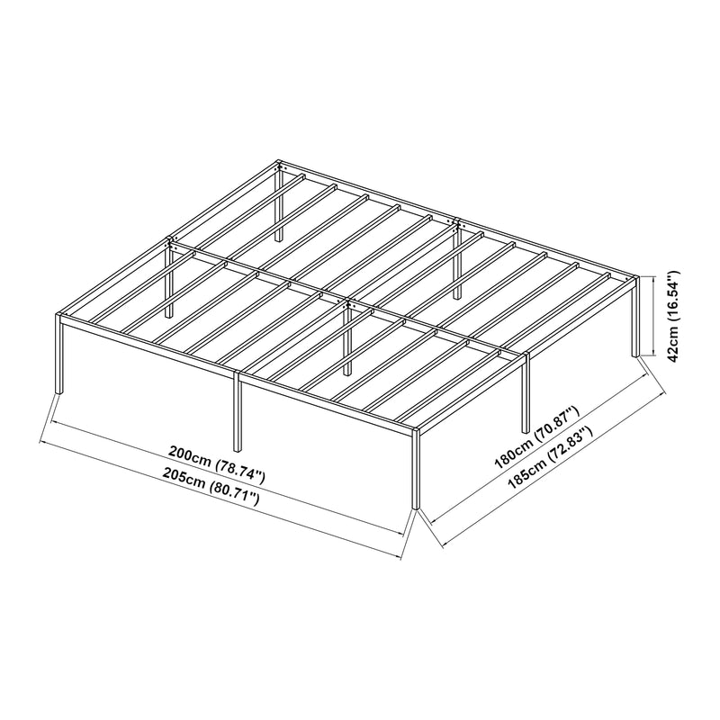 Méretrajz Fémágy Vårdö matraccal [en.casa]