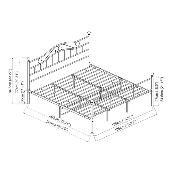 Fém ágykeret és ágyrács Florenz matraccal több méretben [en.casa]