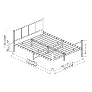 Fém ágykeret Laos matraccal fekete [en.casa]