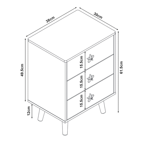Gyerek komód Sandnes 3 fiókkal [en.casa]