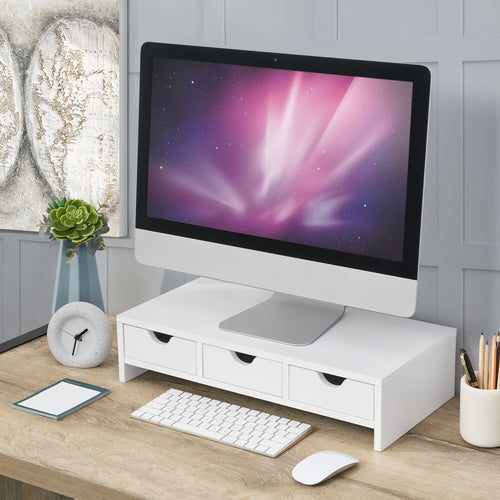 Monitor állvány Ruovesi 12x51x25cm fehér [en.casa] - premiumXL