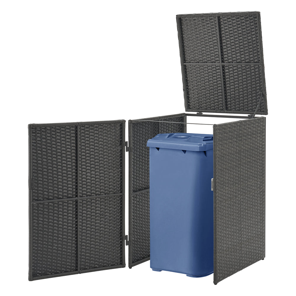 Szemetesláda burkolat Widnau 1/2 szemetesládához polyrattan sötétszürke [en.casa] - premiumXL