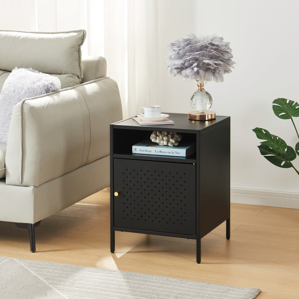 Éjjeliszekrény Janakkala 55x40x40 cm acél fekete [en.casa] - premiumXL