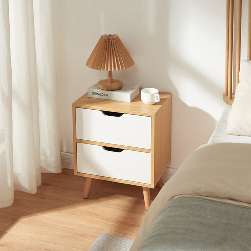 Éjjeliszekrény Bordkak tölgyfa hatású/fehér [en.casa]