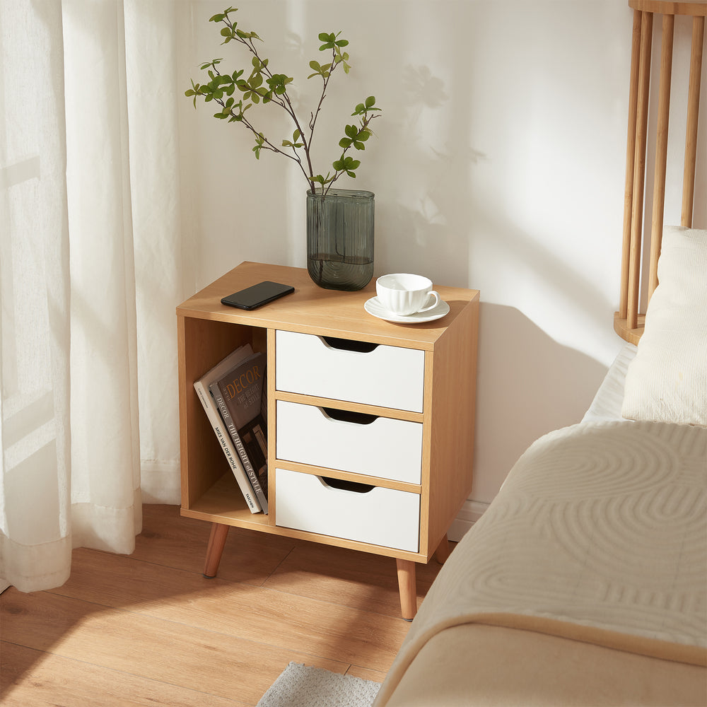 Éjjeliszekrény Bordkak 55x48x30 cm tölgyfa hatású/fehér [en.casa]